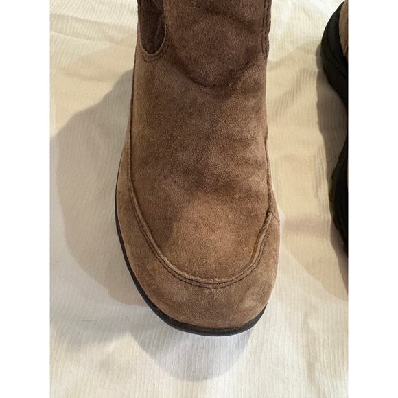 LL Bean Winter Boots Zip Brown Quilted Sherpa Cuff Primaloft Womens 9 - Picture 3 of 13